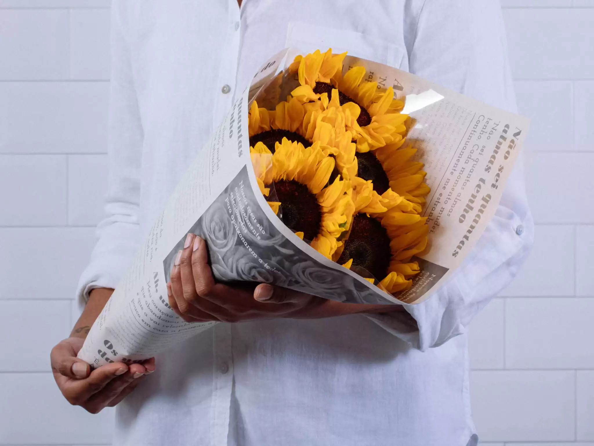 Buquê de Girassóis Enrolado